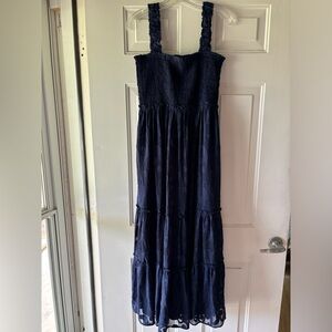 Lilly Pulitzer - Hadley Smocked Maxi Dress - Size Large, Color Navy